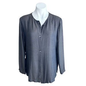 Eileen Fisher Cardigan Silk Linen Blend Button Front Lightweight Drapey Womens S